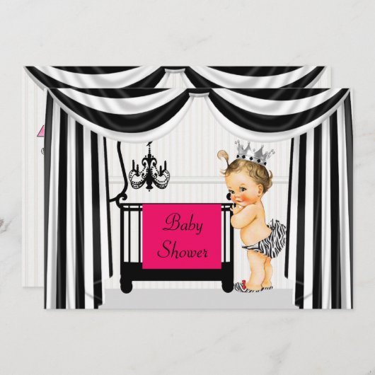 Zebra Imprimer Baby shower Invitation (Devant / Derrière)