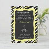 Zebra Imprimer Baby shower Invitation - Jaune (Debout devant)
