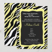 Zebra Imprimer Baby shower Invitation - Jaune (Devant / Derrière)