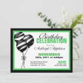 Zebra Imprimer Ballons verts Invitations d'anniver (Debout devant)
