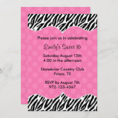 Zebra Imprimer Pink Dot Invitations Annonces (Devant / Derrière)