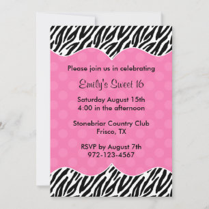 Zebra Imprimer Pink Dot Invitations Annonces