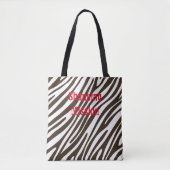 Zebra Imprimer Sac fourre-tout Brown et blanc (Devant)