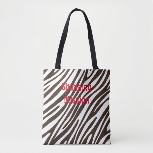 Zebra Imprimer Sac fourre-tout Brown et blanc (Devant)