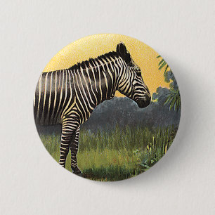  Zebra in de Afrikaanse Savannah, Wilde Dier Ronde Button 5,7 Cm