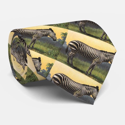  Zebra in de Afrikaanse Savannah, Wilde Dier Stropdas (Opgerold)