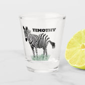 Zebra in de Grass Realistische Illustratie Shot Glas (Voorkant)