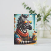 Zebra in de Smoothie Shop Briefkaart (Staand voorkant)