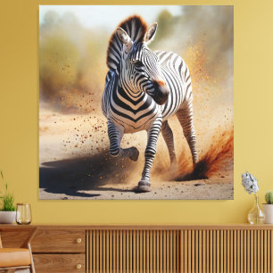 Zebra in de wilde dramatische Sunset Safari Art Canvas Afdruk