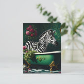 Zebra in een bad briefkaart (Staand voorkant)