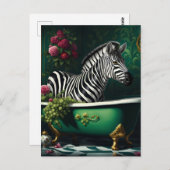 Zebra in een bad briefkaart (Voorkant / Achterkant)