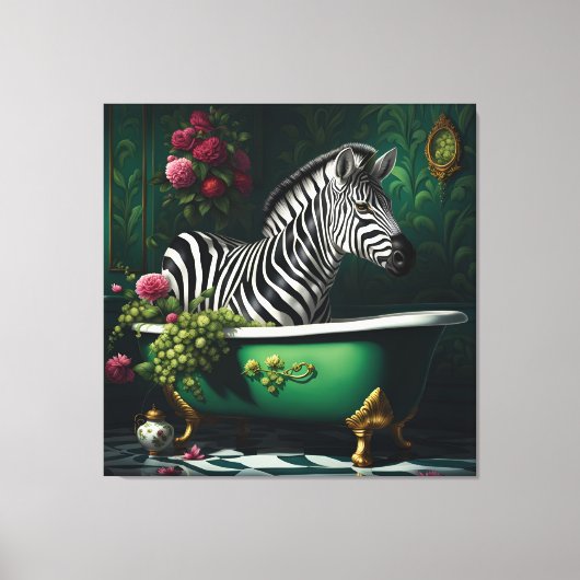 Zebra in een bad canvas afdruk (Voorkant)