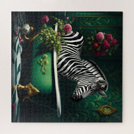 Zebra in een bad legpuzzel (Horizontaal)