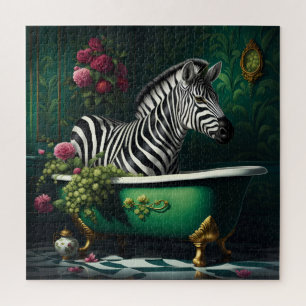 Zebra in een bad legpuzzel
