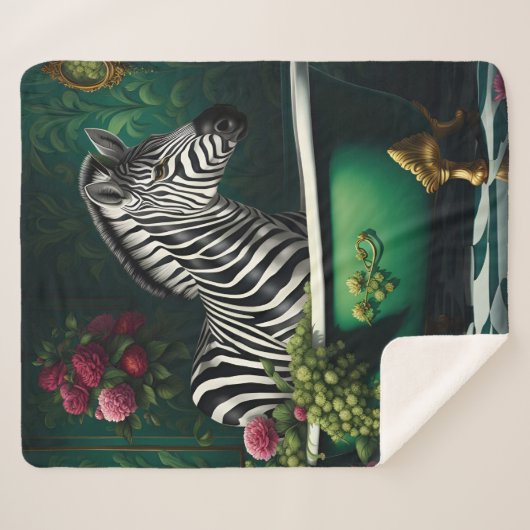 Zebra in een bad sherpa deken (Voorkant (horizontaal))