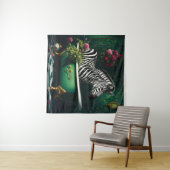 Zebra in een bad wandkleed (In Situ (horizontaal))