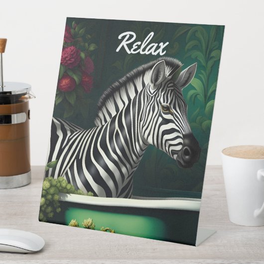 Zebra in een badkuip Ontspannen Reclamebord Met Voetstuk (Insitu)