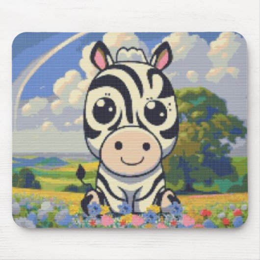 Zebra in een bloempatch! muismat (Voorkant)