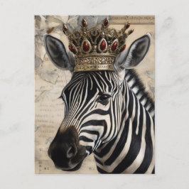 Zebra in een Ruby Crown Briefkaart