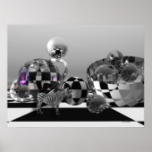 Zebra in een wereld met B&W-sci-fi Poster (Voorkant)