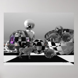 Zebra in een wereld met B&W-sci-fi Poster