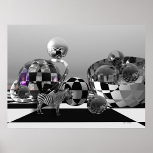 Zebra in een wereld met B&W-sci-fi Poster