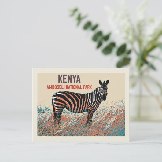 Zebra in het Nationaal Park Amboseli, Kenia Briefkaart (Staand voorkant)