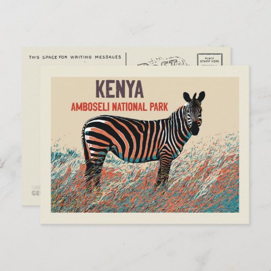Zebra in het Nationaal Park Amboseli, Kenia Briefkaart (Voorkant / Achterkant)
