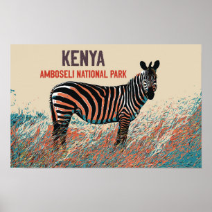 Zebra in het Nationaal Park Amboseli, Kenia Poster
