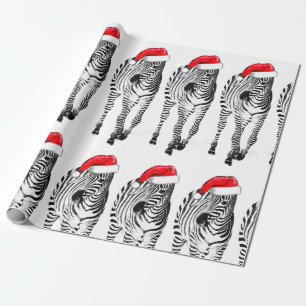 Zebra in het verpakkende document van de Kerstman Cadeaupapier