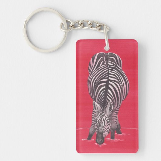 Zebra in rode Sleutelhanger (Voorkant)