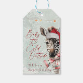 zebra in Santa Hat Kerstcadeau labels Cadeaulabel (Voorkant)