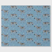 Zebra in Savanna Safari Pattern on Light Blue Cadeaupapier (Vlak)