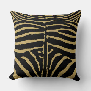 Zebra in zwart en goud kussen