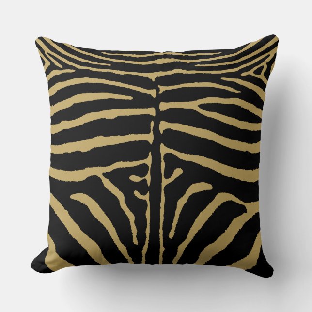 Zebra in zwart en goud kussen (Voorkant)