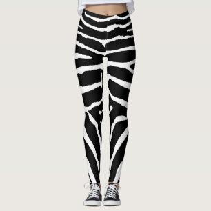 Zebra in zwart en wit leggings