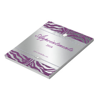 Zebra Jewelry Sparkle Bloc-notes violet Argent