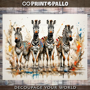 Zebra Jungle Gang in waterverfspetters - Tissuepapier