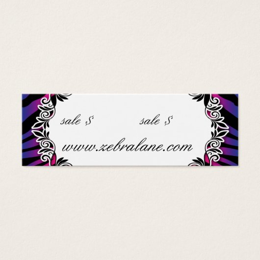 Zebra juwelen hangen Label Mode Mini Visitekaartjes (Voorkant)