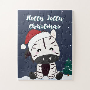 Zebra kerstZebras Winter Dieren Jigzaag Puzzl Legpuzzel