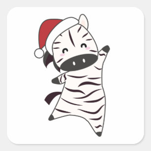 Zebra kerstZebras Winter Dieren Vierkante Sticker