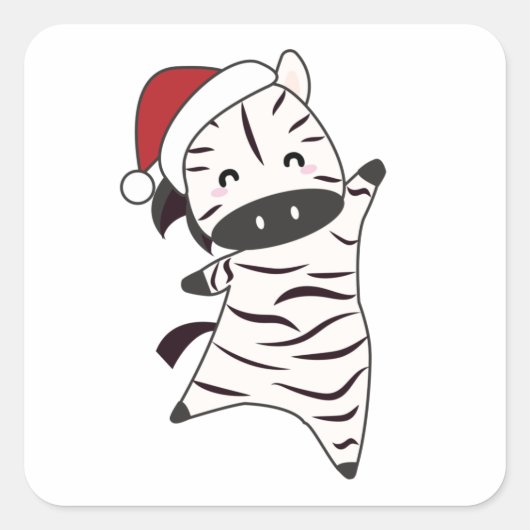 Zebra kerstZebras Winter Dieren Vierkante Sticker (Voorkant)
