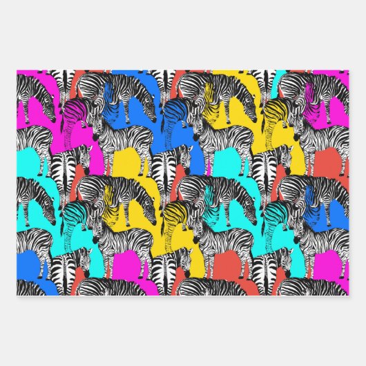 Zebra, kleurrijke pop kunst, abstract, dieren inpakpapier vel (Voorkant 3)