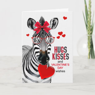 Zebra Knuffels en Kusjes Valentijnsdag Feestdagen Kaart