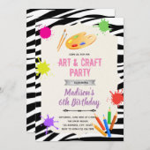 Zebra kunstfeest uitnodiging (Voorkant / Achterkant)