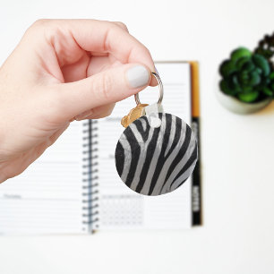 Zebra kunstleder sleutelhanger