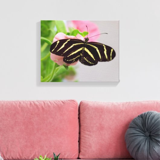 Zebra langwerpvlinder canvas afdruk (Insitu (Woonkamer))
