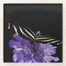 Zebra langwerpvlinder glazen onderzetter