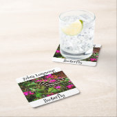 Zebra langwerpvlinder vierkante kartonnen onderzetter (Insitu)