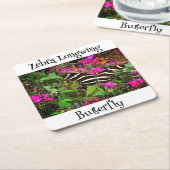 Zebra langwerpvlinder vierkante kartonnen onderzetter (Schuin)